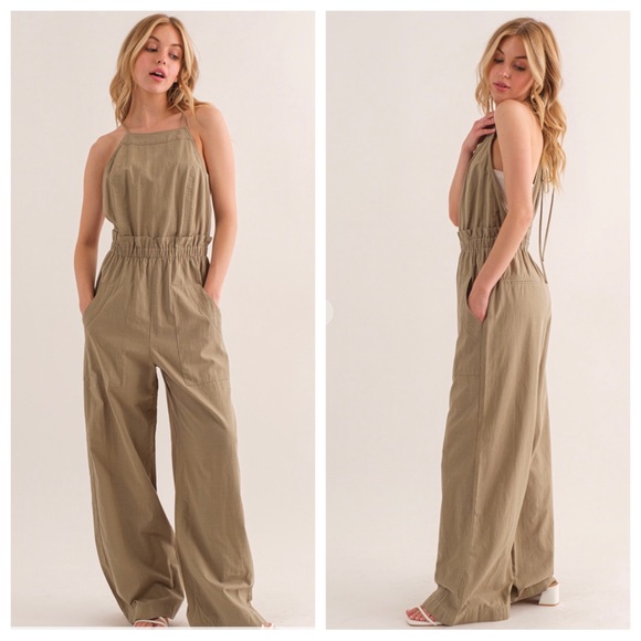 ShopEvelynne Pants - Solid Self Tie Jumpsuit With Spaghetti Strap